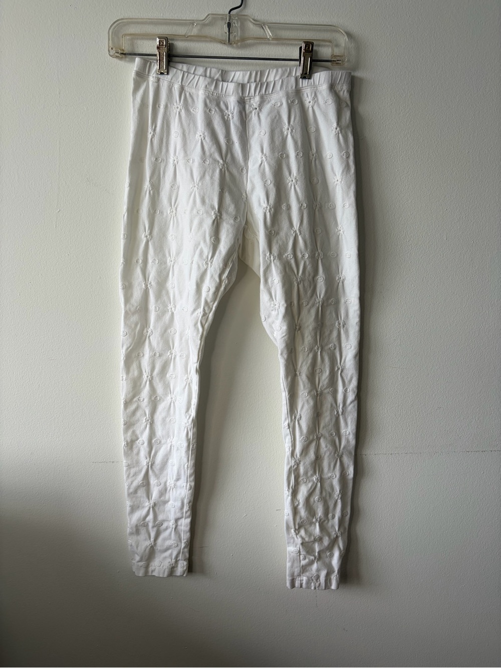 JOHNNY WAS White Embroidered Floral Cotton Stretch Leggings Size XS C62119-2